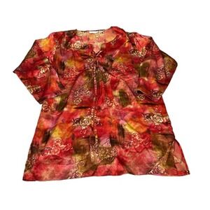 Vtg Victoria's Secret Gold Label Red Women's Floral Silk Nightgown Size Medium